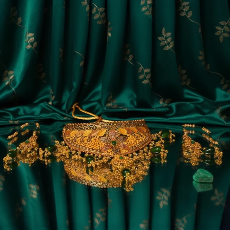 Magnificent 21 Karat Gold Bridal Choker & Earring Set (4 Tola) - Image 5